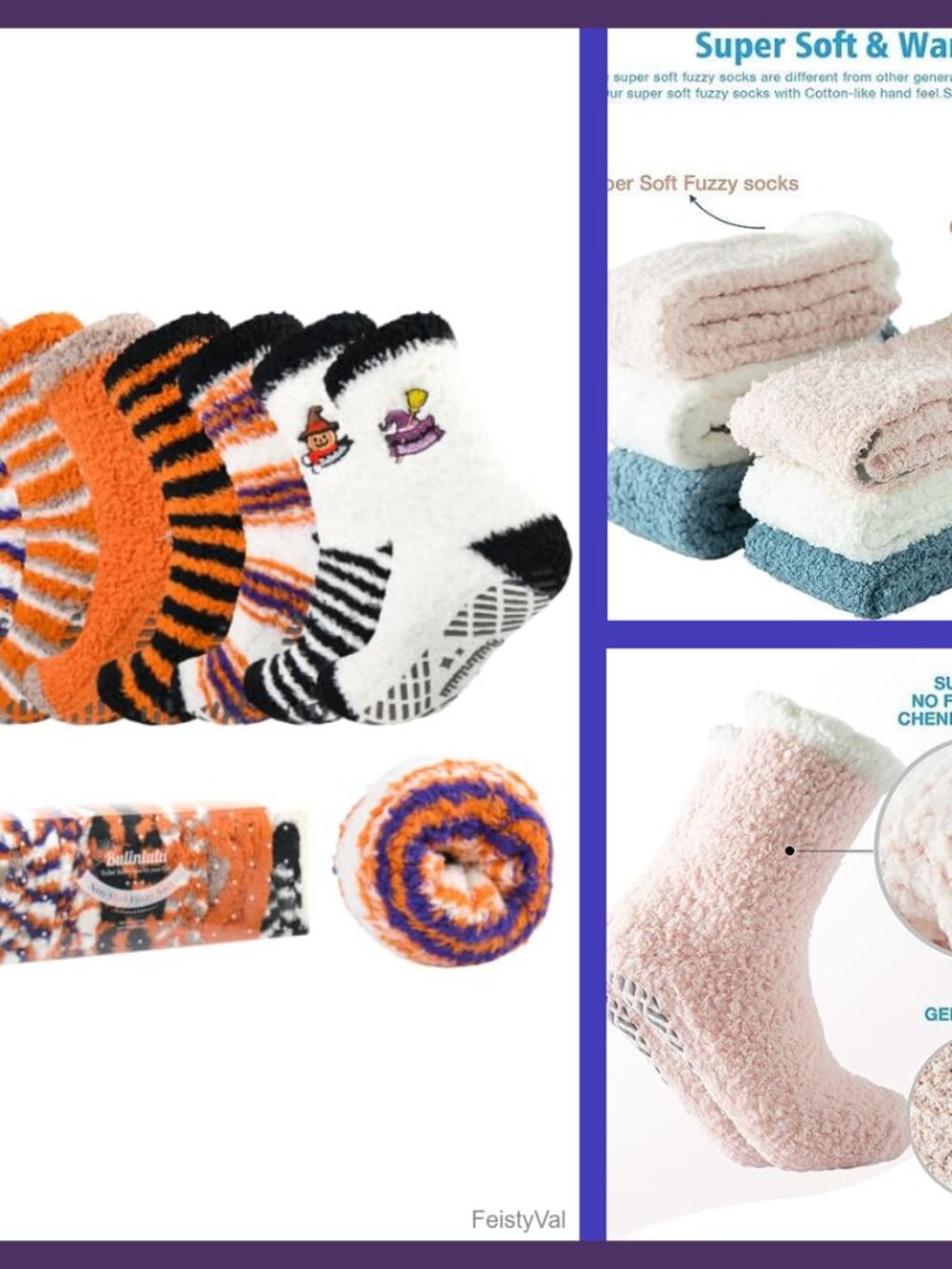 Fuzzy Socks with Grips Plush Cozy Winter Slipper Socks for Women Men